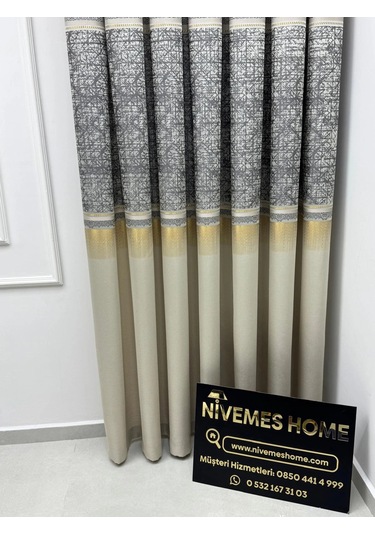 Nivemeshome Nilüfer V -122 1/3 Sık Pileli Fon Perde Apm Krem