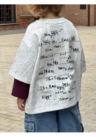 Love İs Baby Oversized Çocuk 2025 Yıpranmış Uzun Kollu/sweatshirt/kapüşonlu Üst 465738618 Gri