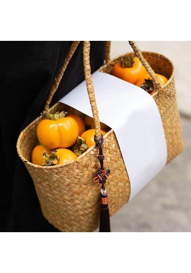 Suntek Kırsal Rattan Dokuma Çanta Şeker Torbaları Park Açık Kahverengi