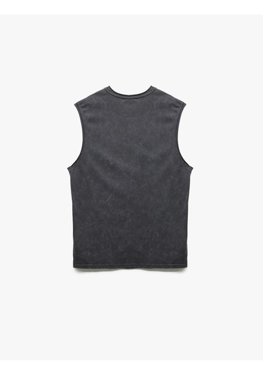 Koton Bisiklet Yaka Yıkamalı Pamuklu Kolsuz Tişört Antrasit 5sam30014mk Antrasit