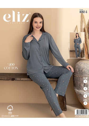 Street Beauty Eliz Süprem Düğmeli Pijama Takım Eliz Gri