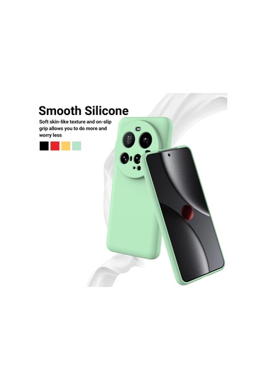 Xiaomi 15 Ultra Düz Renkli Sıvı Silikon Damlamaz Tam Kapsama Telefon Kılıfı Yeşil
