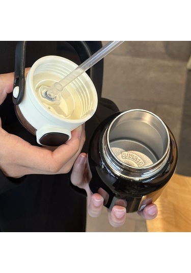 Jian Fan Paslanmazçelik Termos Bardak Saman Büyük Göbek Fincan Beyaz Beyaz