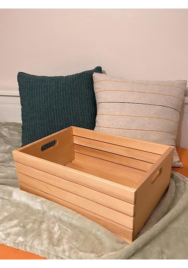 Masif Ahşap Sandık - Büyük Boy Saklama Depolama Ve Düzenleme Için Tahta Kutu Çok Amaçlı Organizer - Big Wooden Box Ahşap