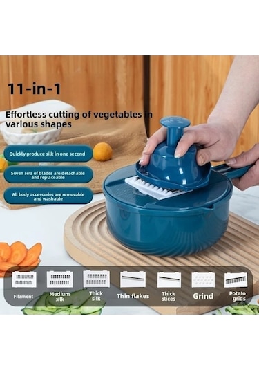 Trendooze Gaojunshop01 Mavi 11 İ 1 Ağır Hizmet Mutfak Robotu Dilimleyici Doğrayıcı Rende Mavi Ev Yemeği Hazırlama Aracı mavi