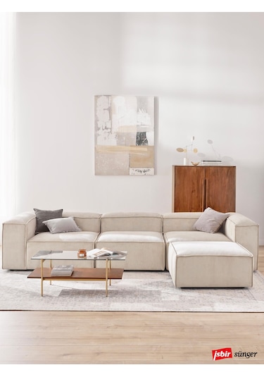 Mode Soft Köşe Koltuk Takımı 4 Modül 01 Fitilli Kadife Kumaş