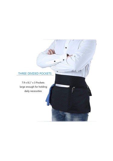 3 Cepli Bel Önlüğü - Siyah Garson Garson Kısa Apr Siyah,3 Paket Diğer