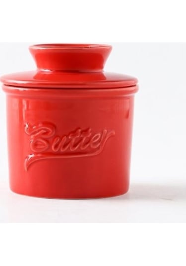 Pazly Fransız Tereyağı Seramik Güveç, Kapaklı Tereyağı Kavanozu, Yumuşak Tereyağı Saklama Kavanozu, Cam Göbeği Tasarımı, Minimalist Mutfak Aksesuarı Cam Göbeği