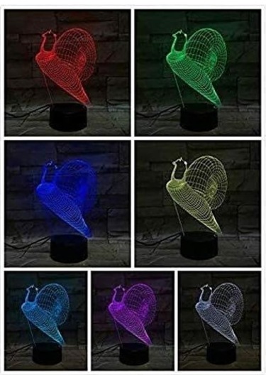 Gece Lambası 3d Salyangoz Gece Lambası Led Dokunmatik Anahtar Dekorasyon Masa Lambası Optik İllüzyon Lambaları 7 Renk Değiştiren Işık Led Başucu Masa Lambası Çok Renkli