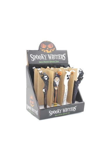 Halloween Hayalet Tükenmez Kalem Balkabağı Ve Örümcek Ağı Desenli Dekoratif Kalem 16cm Beyaz