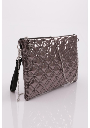 Dgn 4004 Kadin Baklava Dilimi Desenli Çanta 4004-2337-R13773 Platin