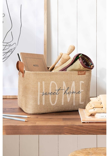 Ocean Home Textile Home Sweet Home Jüt Sepet 30 x 21 x 18 cm