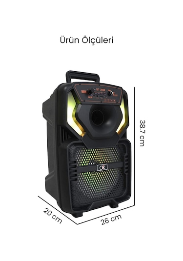 Double 8 Rgb Karaoke Hoparlör Bluetooth Usb Tf Fm Kumandalı Mikrofonlu