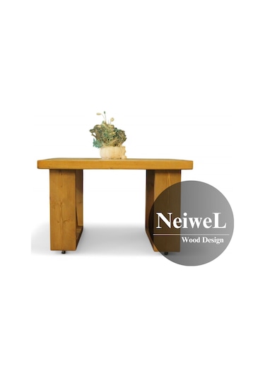 Neiwel Moza Doğal Ahşap Ofis Sehpa-100-100 Açık Ceviz