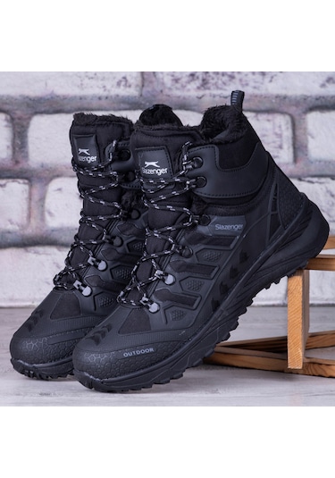Slazenger 4k Erkek Kışlık Bot Fermuarlı Bilek Üzeri Bot Siyah Siyah