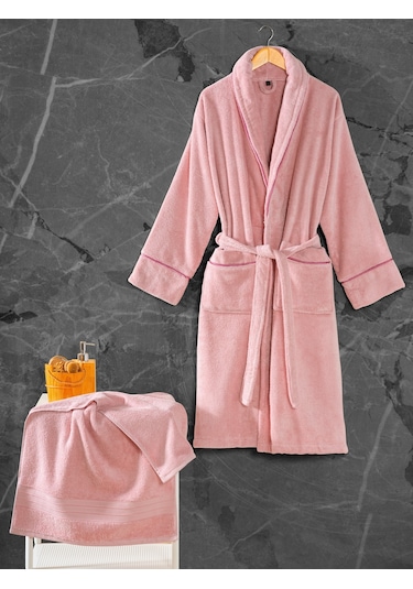 Cotton Box Exclusive Single Bornoz Seti Pudra M/L Pudra