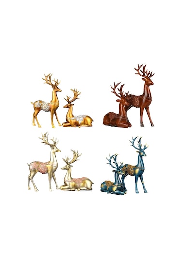 Homyl Yılbaşı Mavisi Için Çift Geyik Süs Reçine Mavi Tarif Edildiği Gibi