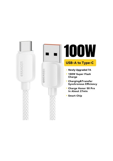 Cbtx Essager 1 M A-C 7 A 100 W T Usb-A Type-c Hızlı Şarj Kablosu