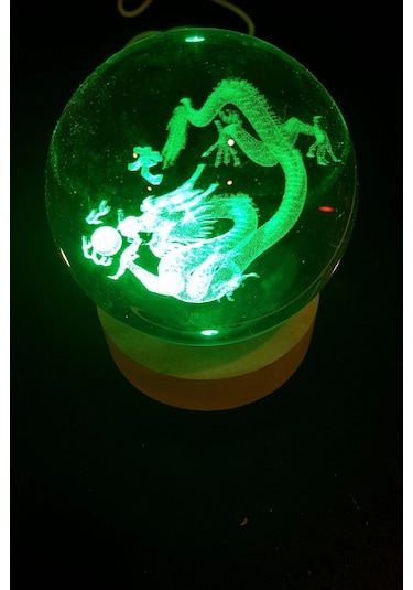 Dragon Ejderha 3d Led Işık Cam Küre Çok Renk Gece Lambası Feng Shui 8 Cm Mega Boy Koruyucu Çok Renkli
