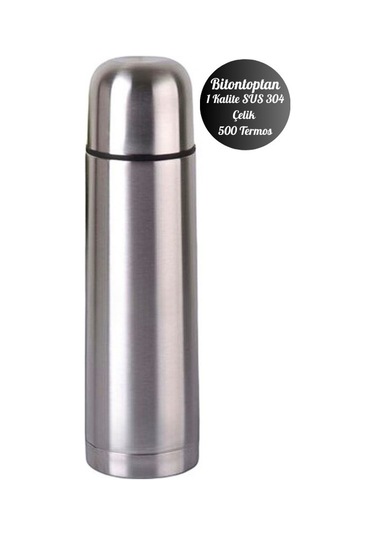500 Ml Çift Katmanlı Sus 304 Çelik İnox Termos Süt-mama-kamp-piknik Termosu 12 Saate Kadar Sıcak Soğuk Tutma Gümüş