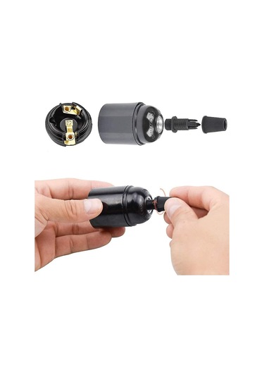 Vintage E27 Duy, 6 Parça Bakalit Duy, E27 Duy Vidalanabilir Duy, Ev Bar Ofis Dıy Sarkıt Duy, Siyah Diğer