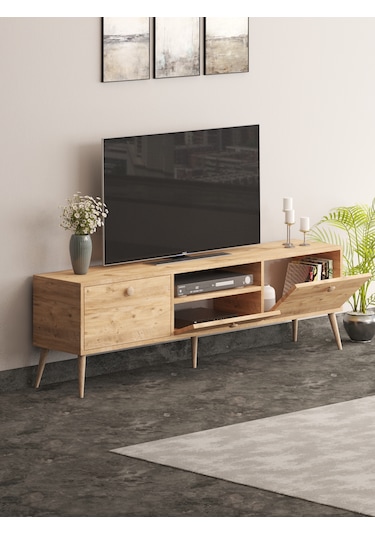 Beyza Ahşap Ayaklı 180 Cm Atlantik Çam Tv Sehbası