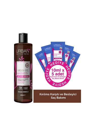 Argan Yağlı Yıpranmış Saçlar Şampuanı 450ml + Nemlendirici Saç Kremi Hediyeli