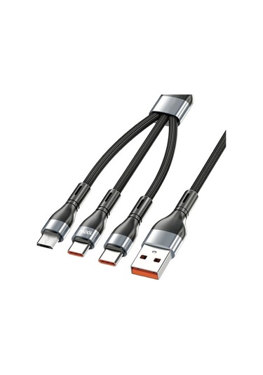 Prestigegoods İphone Uyumlu Android C Tipi 3'ü 1 Arada 100w Hızlı Şarj Usb Kablosu