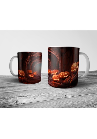 Halloween Cadılar Bayramı Pumpkin Kabak Kupa Bardak Model 4 Çok Renkli