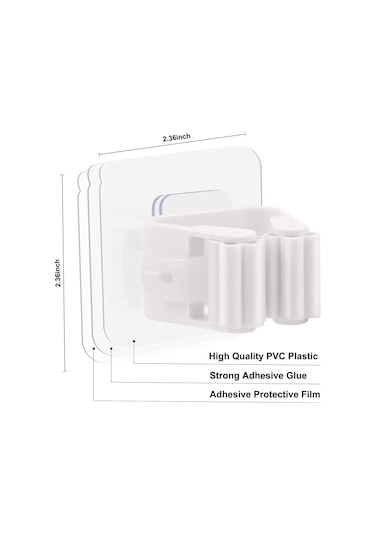 3b Trend 8 Adet Süpürge Tutucu Duvar Kendinden Yapışkanlı Duvar Delme Gerektirmez Tutucu Beyaz Beyaz