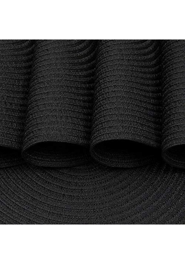 Kahverengi 15 İnç Isıya Dayanıklı Yuvarlak Örgülü Servis Altlıkları Yıkanabilir Pamuk Polyester Dokuma Yuvarlak Masa Paspasları Kahverengi