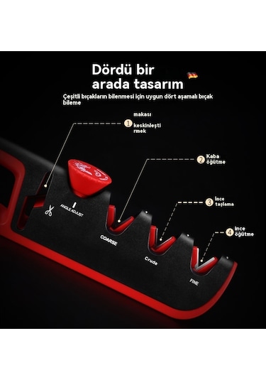 Airron Ayarlanabilir Açıya Sahip Ev Tipi Elmas Kalemtıraş-kırmızıve Siyah