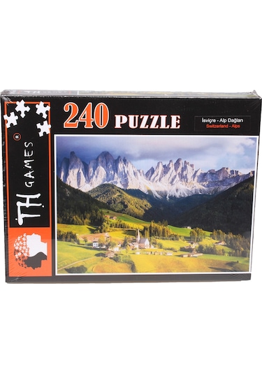 240 Parça Kutulu Puzzle - İsviçre Alp Dağları Manzarası