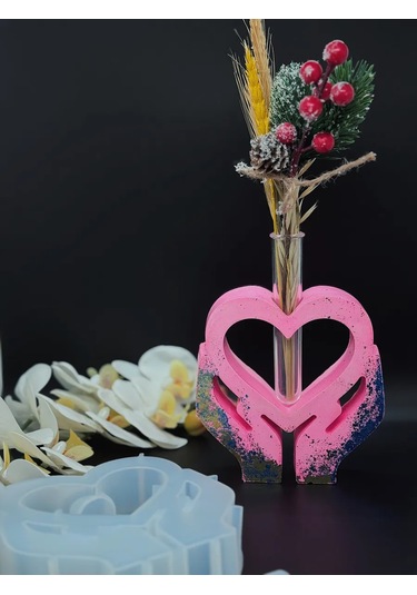 Galinacandles Kalp Şeklinde Vazo Silikon Kalıp Alçı İçin 304551684