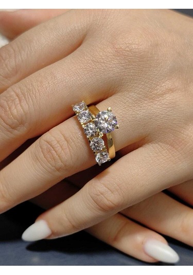 14 Ayar 5 Taş Model Twin Altın Yüzük 3,99 Gr