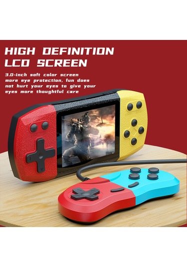 Vkemall G620 El Tipi Oyun Konsolu 3.0 İnç Renkli Ekran 620 Eski Oyun Av Bağlantı Desteği Kumanda İle Kırmızı-sarı