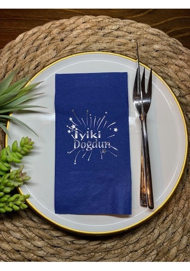 Gold Yaldızlı Lacivert İyi Ki Doğdun Peçete 16 lı