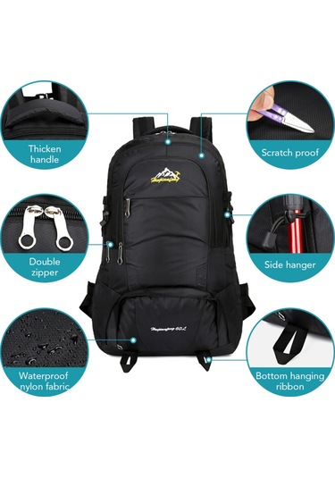 Hombey Açık Hava Çantası 60l Açık Hava Kamp Sırt Çantası Su Geçirmez Trekking Sırt Çantası Büyük Kapasite Koyu Mavi