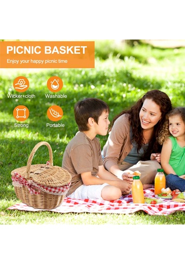 Xiaaokeji Kapaklı Country Tarzı Hasır Piknik Sepeti Sepet Kahverengi