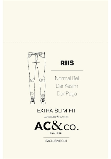 AC&Co / Altınyıldız Classics Ekstra Slim Fit Dar Kesim Pamuklu Riss Erkek Jean Kot Pantolon Lacivert