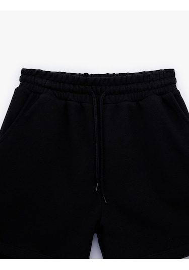 Koton Cepli Beli Bağcıklı Pamuklu Slim Fit Mini Şort Siyah 6sal40004ık Siyah