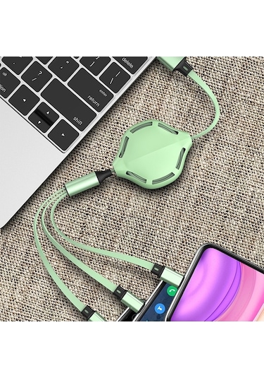 3'ü 1 Arada Şarj Kablosu - Lightning/type-c/micro Usb - 3.6ft Esnek & Hızlı Şarj
