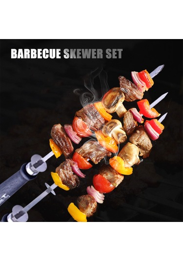 Teltree 6'lı Paslanmaz Çelik Izgara Şarapları, Ahşap Kolu, Isıya Dayanıklı, Gıda Tutucu, Kamp/parti İçin Mkc52t Seti