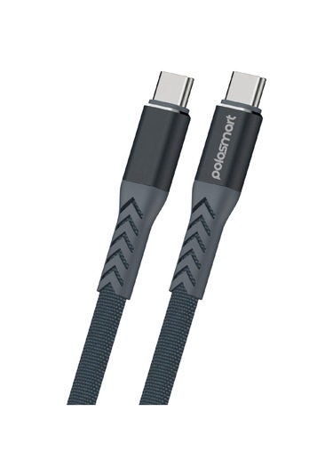 Polosmart Psm117 65w Type-c To Type-c Hızlı Şarj Ve Data Kablosu Notebook Ve Macbook Uyumlu Gri