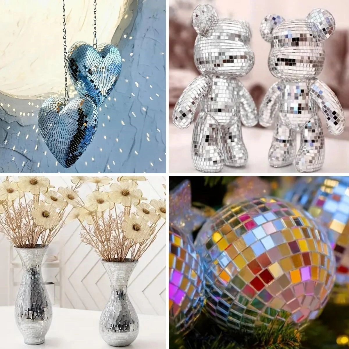 1 Metre Uzunluğunda Gümüş Renk Aynalı Mozaik Taşlı Dekor Bandı 4 Cm X 1 Mt