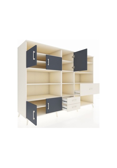 Kronos Dolap 13 Raflı 3 Çekmeceli 5 Kapaklı 220x59x163 Aytaşı-ant Aytaşı-antrasit/aytaşı