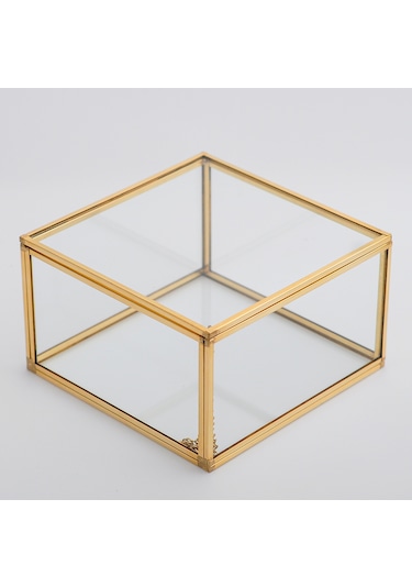 Cam Kutu Pirinç & Gold 10x10x8cm
