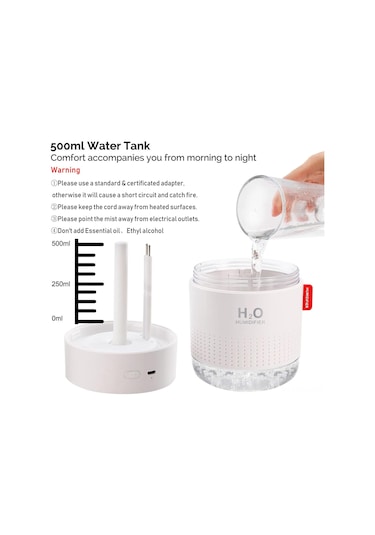 Neevoyu Usb Beslemeli Mini Nemlendirici, 500ml Büyük Kapasite, 28db Sessiz Çalışma, Otomatik Kapatma, Ev/ofis/araç İçin Soğuk Buhar