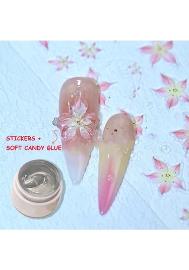 5d Etiket Zambak Çiçeği Tırnak Çıkartmaları Jöle Nail Art Süslemeleri Akrilik Yapışkanlı Jel Kaydırıcılar Yaz Çıkartmalar Manikür Aksesuarları Bej