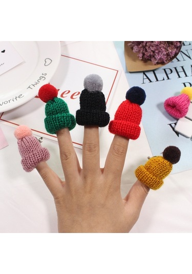 Sones 12 Adet Sevimli Mini Örgü Tüy Yumağı Şapka Broş Kazak Pins Rozet Kahve